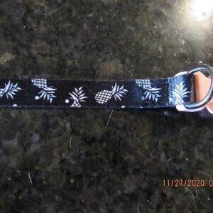 Black dog collar with pink pineapples